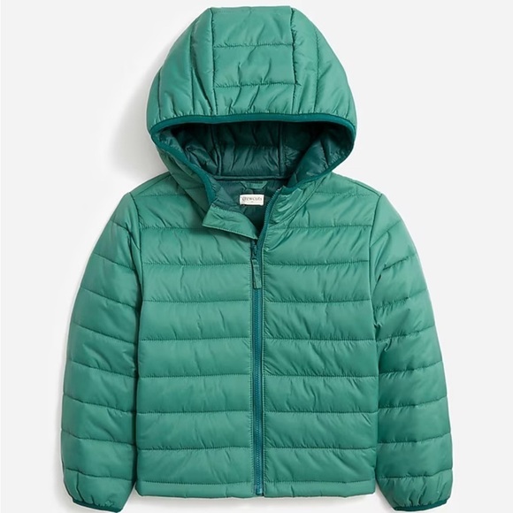 J Crew Factory Kids' lightweight packable puffer jacket Rich Spruce XL NWT CB277 - Picture 1 of 10